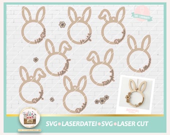 Laserdatei Ostern Kranz SVG, Laserdatei Frühling Kranz SVG, Türkranz Laserdatei, Ostern Anhänger, Laser Cut Ostern, Türkranz SVG, gewerblich