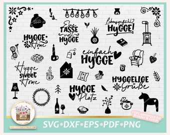 Cut File Hygge  Bundle SVG, Danish Scandinavian SVG, Clipart Scandinavian Hygge, Printable Hygge Scandinavian, Hygge German Lettering