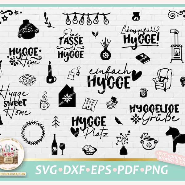 Cut File Hygge  Bundle SVG, Danish Scandinavian SVG, Clipart Scandinavian Hygge, Printable Hygge Scandinavian, Hygge German Lettering