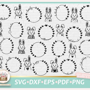 Plotterdatei Hasen Kränze Bundle deutsche Schriftzüge Baby SVG, Plotterdatei Baby Häschen, Plotterdatei Ostern, runde Schriftzüge, Hase SVG
