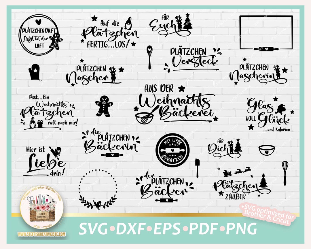 Plotterdatei Plätzchen Weihnachten deutsche Sprüche SVG, Digistamp