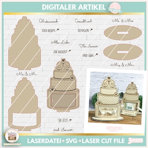 Laserdatei Hochzeit Geldgeschenk SVG, Laserdatei Hochzeitstorte SVG, Geld Geschenk SVG, Laser Cut Hochzeit, Laser Datei Hochzeit gewerblich