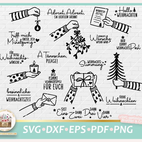 Plotterdatei Weihnachten SVG, Weihnachten Sprüche, Weihnachten Laserdatei, Weihnachten Hände, Weihnachten Bundle, DXF Weihnachten, Hände SVG