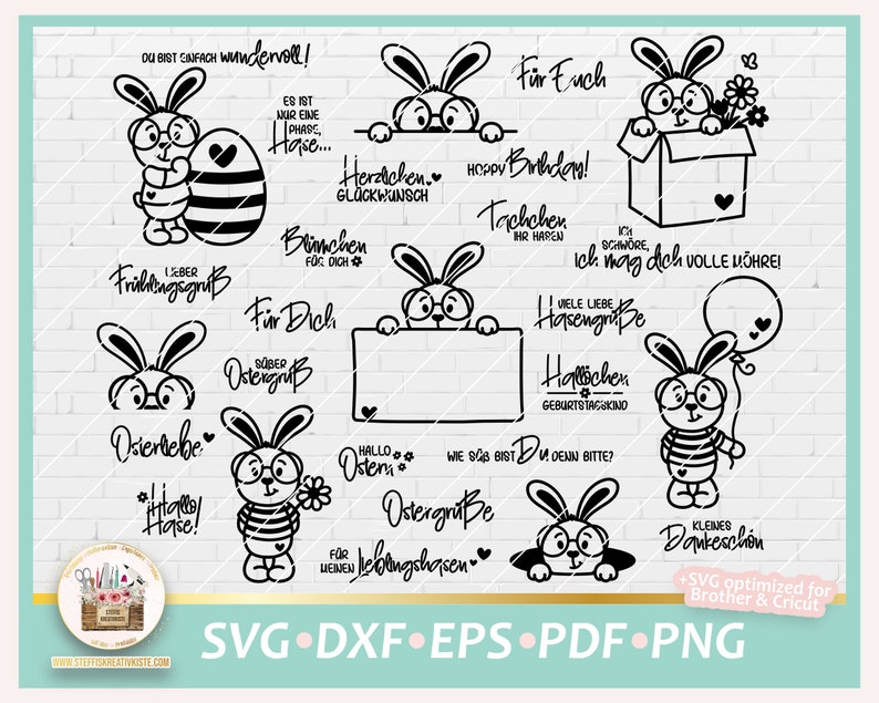 Plotterdatei Hase mit Brille SVG, Plotterdatei Ostern, SVG Geburtstag, Laserdatei Hase, Laser Cut Ostern, gewerblich, Frühling Plotterdatei afbeelding 1