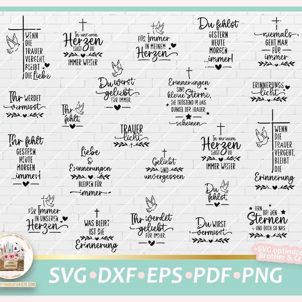 Plotterdatei Trauer deutsche Sprüche SVG, Abschied SVG, Plotterdatei Abschied, Grablichter Sprüche, Kerzen Sprüche Trauer, Erinnerung SVG