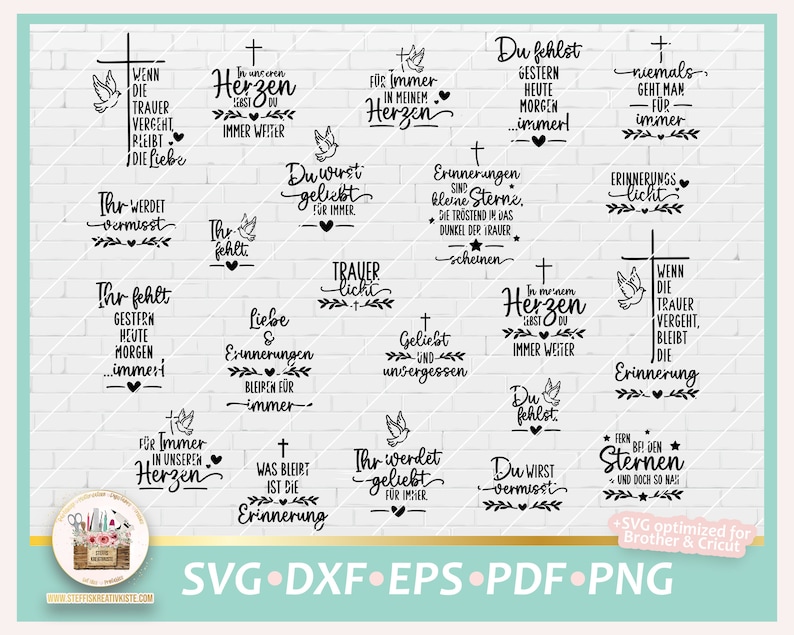 Plotterdatei Trauer deutsche Sprüche SVG, Abschied SVG, Plotterdatei Abschied, Grablichter Sprüche, Kerzen Sprüche Trauer, Erinnerung SVG image 1