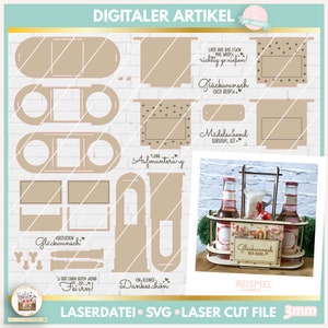 Laserdatei Flaschenhalter SVG, Laser Datei Halter Flasche klein, Wein Flaschenhalte SVG, Gutscheinhalter SVG, gewerblich, kleine Flaschen