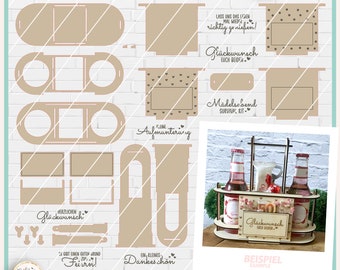 Portabottiglie per file laser SVG, bottiglia portabottiglie laser piccola, portabottiglie per vino SVG, porta voucher SVG, commerciale, piccole bottiglie