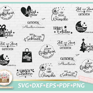 Cut File Vouchers Sayings German SVG, Money Gifts Sayings SVG, German Sayings Vouchers, DXF German Sayings Gifts, German Letterings Vouchers