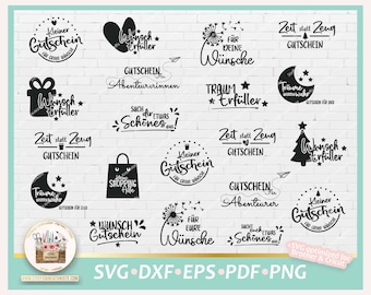 Cut File Vouchers Sayings German SVG, Money Gifts Sayings SVG, German Sayings Vouchers, DXF German Sayings Gifts, German Letterings Vouchers