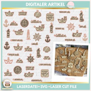 Laser File Nautical Tags SVG, Nautical Confetti Decorations SVG, Laser File Nautical Gift Tags SVG, Laser File maritime, Commercial Use