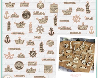 Laser File Nautical Tags SVG, Nautical Confetti Decorations SVG, Laser File Nautical Gift Tags SVG, Laser File maritime, Commercial Use