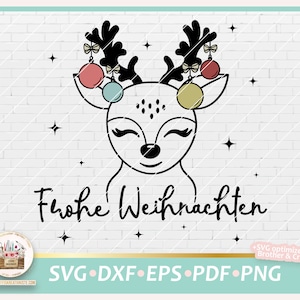 Cute Reindeer Girl German SVG,  Stamps Reindeer Girl cute, Clipart Reindeer Cute PNG, Reindeer Girl commercial, Reindeer black Outline