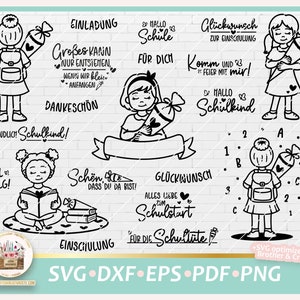Cut File Back to school Bundle SVG, German Sayings School, school enrolment SVG, Clipart School, School Kids SVG, School commercial