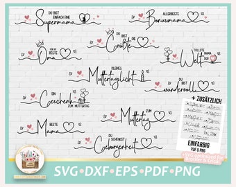 Plotterdatei Muttertag deutsche Schriftzüge SVG, Muttertag Bundle, Muttertag gewerblich, Muttertag Kerze, Digistamp Muttertag