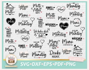 Cut File Mothers Day Bundle SVG, Mothers Day Saying, Mothers Day Lettering, German Saying, Mom SVG, Mothers day commercial, Clipart Mommy