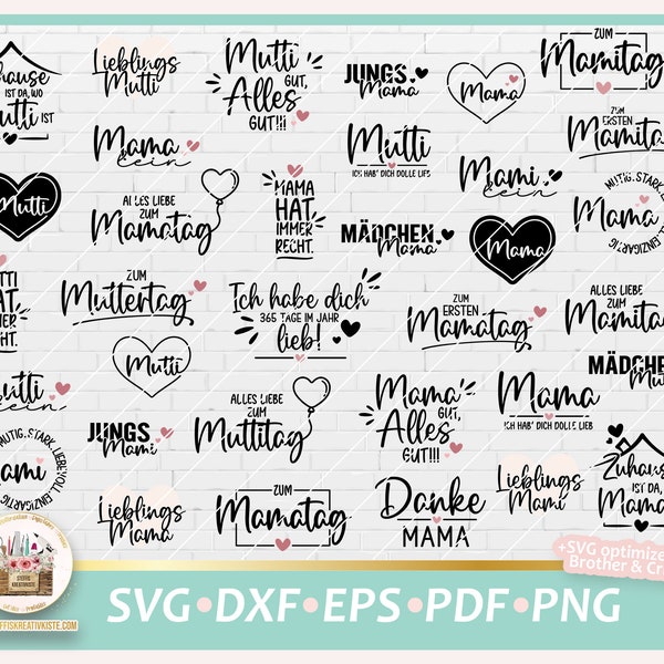 Cut File Mothers Day Bundle SVG, Mothers Day Saying, Mothers Day Lettering, German Saying, Mom SVG, Mothers day commercial, Clipart Mommy