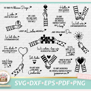 Plotterdatei Valentinstag SVG, Liebe Sprüche, Valentinstag Laserdatei, Liebe Hände, Plotterdatei Hochzeit, DXF Liebe, Hände SVG Bild 1