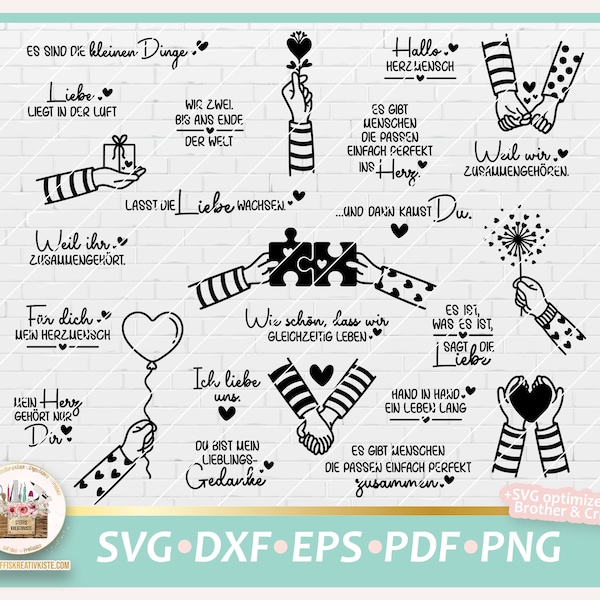 Plotterdatei Valentinstag SVG, Liebe Sprüche, Valentinstag Laserdatei, Liebe Hände, Plotterdatei Hochzeit, DXF Liebe, Hände SVG