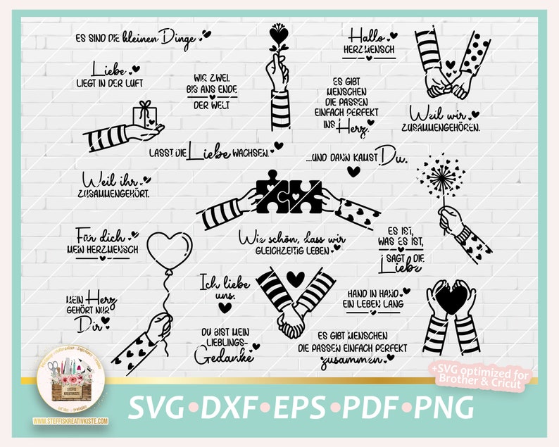 Plotterdatei Valentinstag SVG, Liebe Sprüche, Valentinstag Laserdatei, Liebe Hände, Plotterdatei Hochzeit, DXF Liebe, Hände SVG Bild 1
