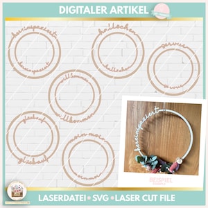 Laserdatei schlichter Kranz und Türkranz SVG, Hereinspaziert Türkranz SVG, Willkommen Kranz Laserdatei, Laserdatei Dekokranz, gewerblich