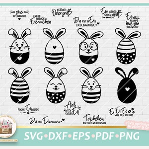 Plotterdatei Ostern Eier mit Hasenohren SVG, Plotterdatei Ostereier, Laserdatei Ostern, SVG Hasenohren, Ostern Sprüche, gewerblich, Hase DXF