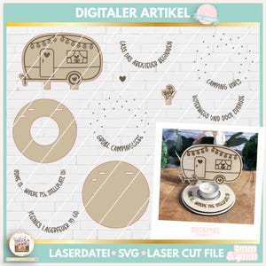 Laser File Camping Tealight Holder with Camper SVG, Laser File Candle Holder Camping, Camping SVG, Laser File Camper, Commercial Use