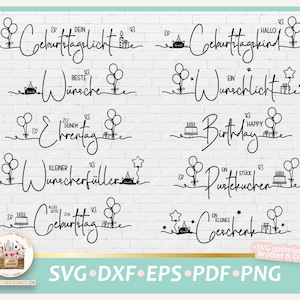 Cut File Birthday German Sayings SVG, Birthday Lettering, Birthday German, Candle Birthday, Birthday Clipart, Birthday commercial