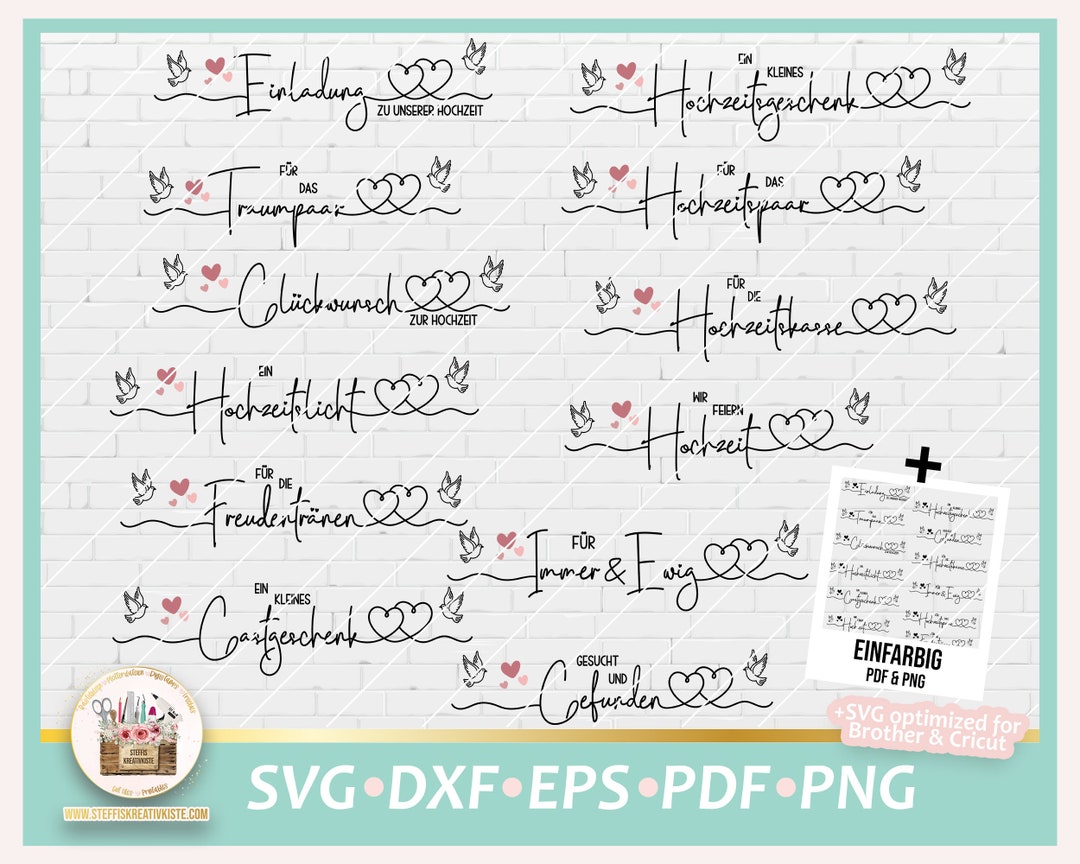 Plotterdatei Hochzeit deutsche Schriftzüge SVG, Hochzeit Bundle