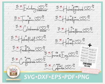 Plotterdatei Hochzeit deutsche Schriftzüge SVG, Hochzeit Bundle, Hochzeit gewerblich, Hochzeit Kerze, Digistamp Hochzeit, Hochzeit Sprüche