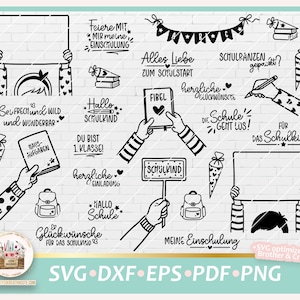 Plotter file enrollment German sayings SVG, plotter file back to school, Digistamp enrollment, plotter file hands, enrollment sayings