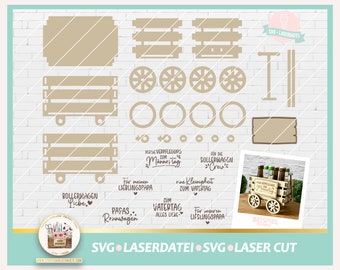 Laserdatei Vatertag Handwagen SVG, Laserdatei Männertag Bollerwagen SVG, Laser Cut Vatertag, Laser Cut Männertag, gewerblich, Vatertag SVG