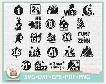 SVG Advent Calendar Numbers, Cut file Advent Calendar, Christmas Countdown SVG, Cute Advent Calendar Numbers, Clipart Advent Calendar PNG