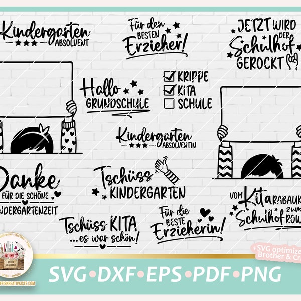 Cut File Kindergarten graduation SVG, Cut File Kindergarten, Kindergarten Sayings, Kindergarten Clipart, Child Cut File, German Sayings