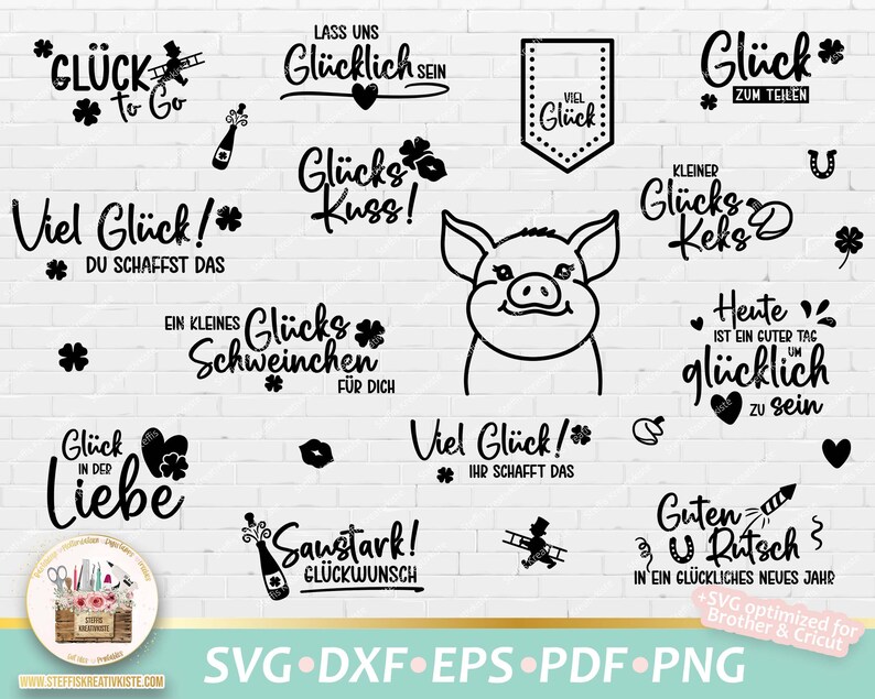 Plotterdatei Glück Sprüche und Schriftzüge in SVG Digistamp Etsy.de