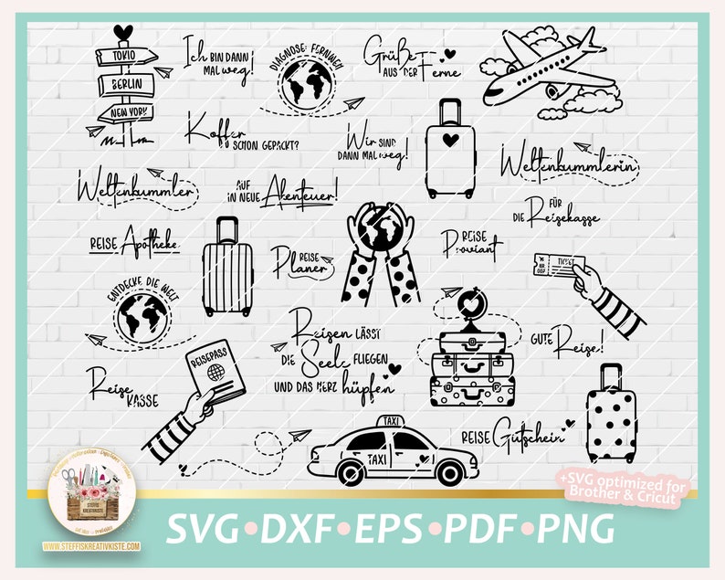 Plotterdatei Reisen Bundle SVG, Reisen Sprüche, Weltenbummler, Digistamp Reisen, Plotterdatei Urlaub, Digistamp Reisen, SVG Urlaub Bild 1