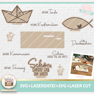 Laserdatei Gastgeschenk Konfirmation Kommunion Firmung Taufe SVG, Laser Cut Gastgeschenk, Kommunion SVG, Konfirmation Laser Cut, gewerblich,