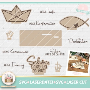 Laserdatei Gastgeschenk Konfirmation Kommunion Firmung Taufe SVG, Laser Cut Gastgeschenk, Kommunion SVG, Konfirmation Laser Cut, gewerblich, Bild 1