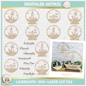 Maritime Wreath and Ring SVG Laser File, Nautical Laser SVG, Laser Cut Nautical, Lighthouse Laser File, Nautical Door Wreath SVG, Commercial