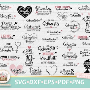 Cut File Sister Bundle SVG, Sister Bundle, Sister Lettering, Sister Saying, German Sayings, Sister Heart SVG, Sister commercial, Sister DXF