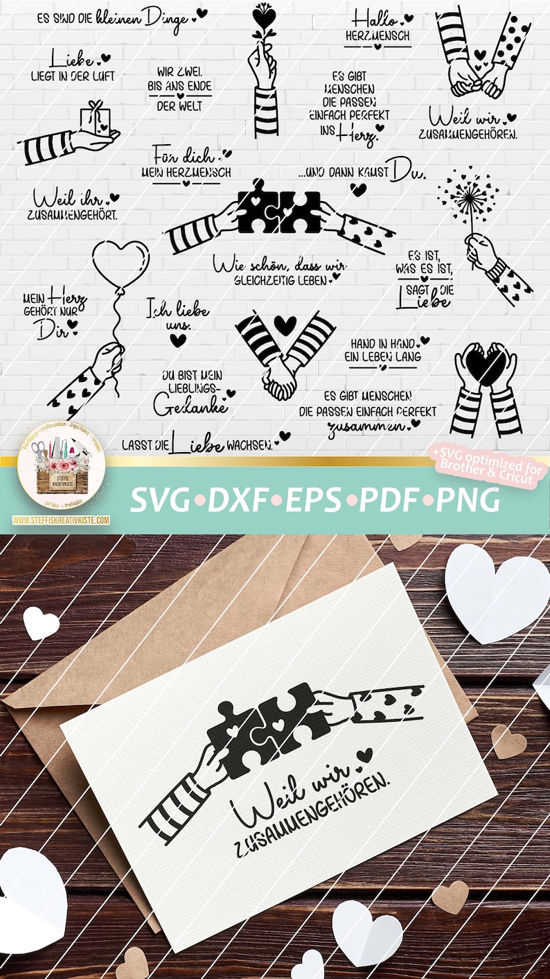 Plotterdatei Valentinstag SVG, Liebe Sprüche, Valentinstag Laserdatei, Liebe Hände, Plotterdatei Hochzeit, DXF Liebe, Hände SVG Bild 10