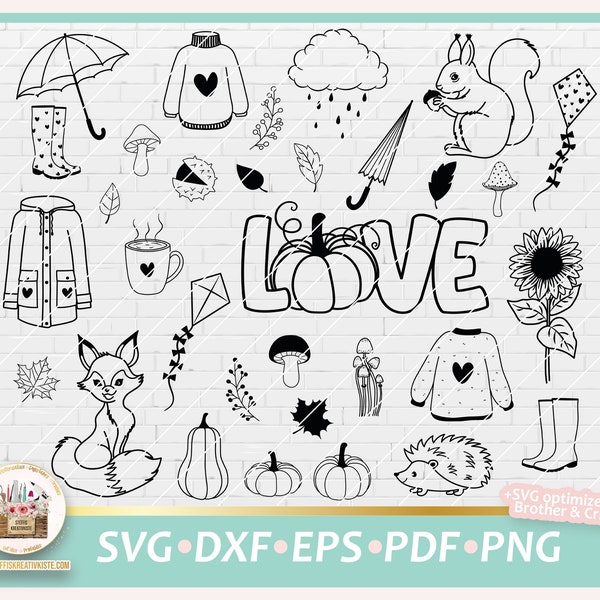 Plotterdatei Herbst Bundle SVG, Herbst Bundle DXF, Digistamp Herbst Bundle, Clipart Herbst PNG, Svg Herbst kommerziell, Fuchs svg