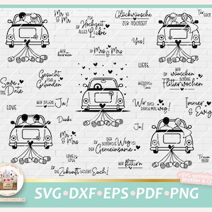 Plotterdatei Hochzeit Auto SVG, Hochzeit LGBTQ, Hochzeit Sprüche, Hochzeitsauto SVG, Hochzeit gewerblich, Hochzeit Schriftzüge, Dxf Hochzeit Bild 1