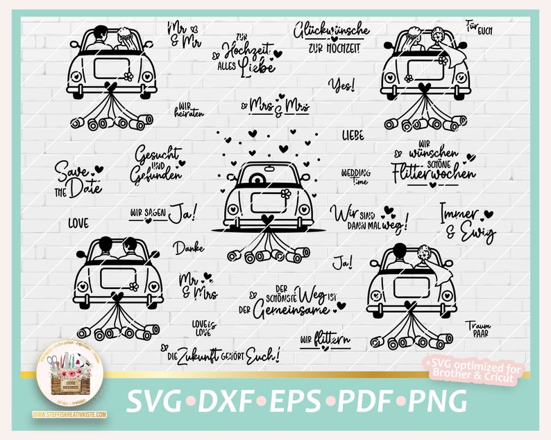 Plotterdatei Hochzeit Auto SVG, Hochzeit LGBTQ, Hochzeit Sprüche, Hochzeitsauto SVG, Hochzeit gewerblich, Hochzeit Schriftzüge, Dxf Hochzeit Bild 1