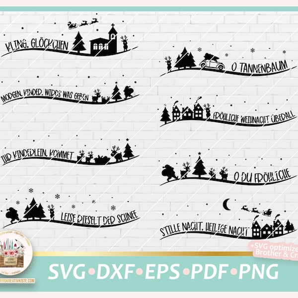 Cut File German Christmas Songs lettering SVG, German Sayings Christmas SVG, Christmas lettering PNG, Clipart and Printable Christmas German