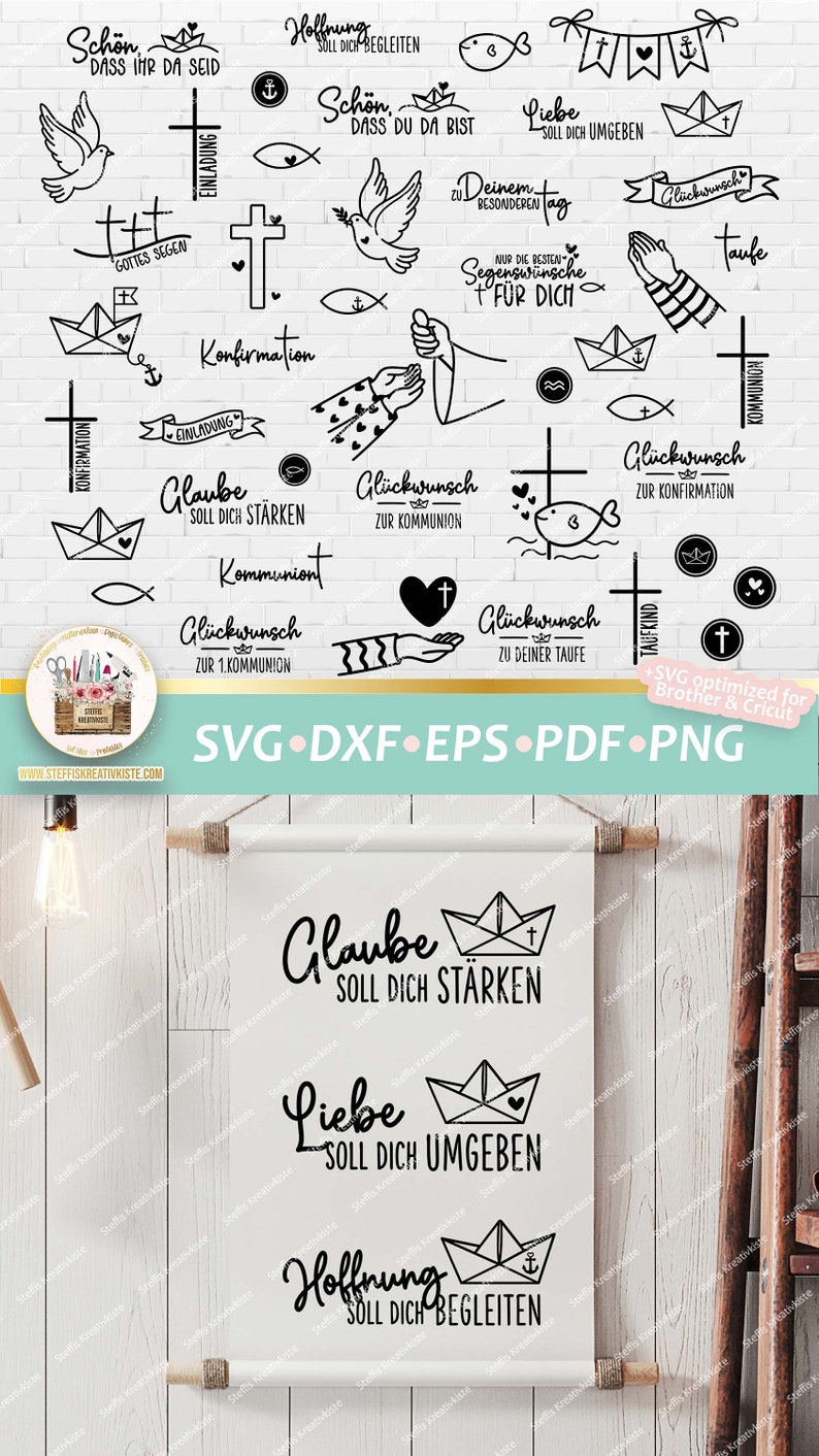 Cut File confirmation Bundle SVG, Bundle communion SVG, Bundle baptism SVG, German Sayings Confirmation, Sayings Communion, Clipart Church zdjęcie 9