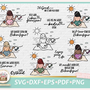 Plotterdatei Sommer Bundle SVG, Strand SVG, Sommer Sprüche, Plotterdatei Strand, Bikinifigur Sprüche, Digistamp Sommer, Sommer gewerblich