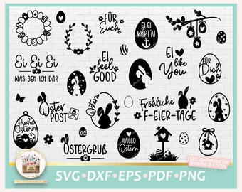 Easter Bundle SVG, Cut File Easter Bundle, Easter German Lettering, Easter commercial, Clipart Easter, PNG Easter Eggs, Cute Bunnies Svg