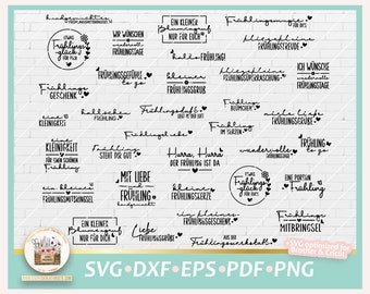 Plotterdatei Frühling Sprüche deutsch Etiketten SVG, Plotterdatei Frühling Schriftzüge, Bundle Frühling Sprüche, Anhänger Sprüche