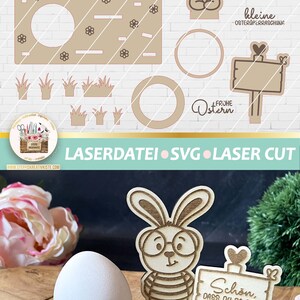 Laserdatei Ostern Halter Osterei SVG, Eierbecher SVG, Laser Datei Schokoladenei, Laser Cut Datei Ostern, gewerblich, Ostern Hase SVG, Eier Bild 9